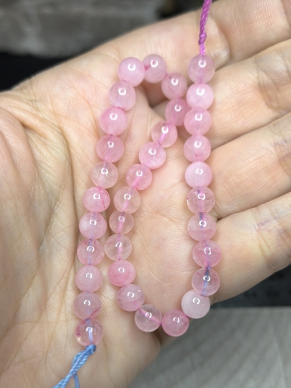 #11- 6mm Enhanced Rose Quartz With Golden Healer Round Beads - 8" Strand
